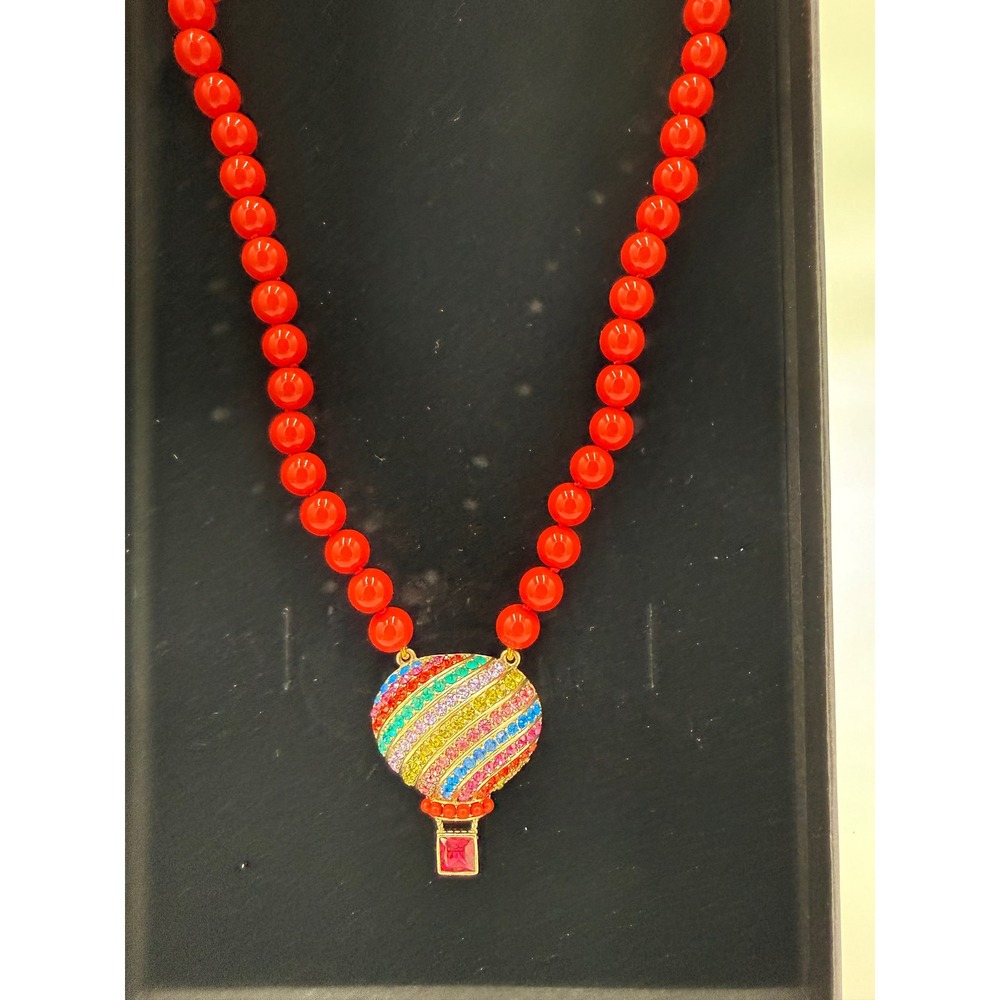 Heidi Daus Up Up and Away Hot‎ Air Balloon Red Bead Rainbow Crystal Necklace